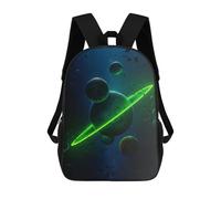 sinyumoney Green Planet with Ring Rucksack Fashion Stationery Backpack Waterproof Casual Daypacks for Boys/Girls/Teenagers 17inch