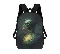 sinyumoney Green Raven with Fiery Heart Backpack School Bag Travel College Rucksack Backpacks for Men, Women & Teenage Boys 17inch