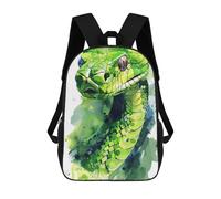 sinyumoney Green Snake Watercolor School Bags High Secondary School Bags Casual Backpack for Campus Outdoor Travel Sports 17inch