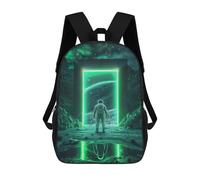 sinyumoney Green Space Neon Portal School Backpack Work Laptop Backpack Rucksack Bag for Camping Outdoor Adventures And Daily Travel 17inch