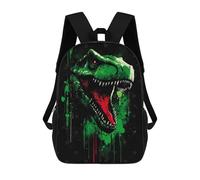 sinyumoney Green T-Rex Head with Red Accents Backpacks Kids School Backpack School Bag 3D Printed School Bag for Boys Elementary And Middle School Students 17inch