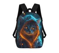 sinyumoney Grey Cat Glowing at Night Backpacks Kids 17inch School Backpack School Bag 3D Printed School Bag for Boys Elementary And Middle School Students