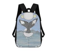 sinyumoney Grey Whale Backpacks Kids School Backpack School Bag 3D Printed Fashion School Bags for Boys Elementary And Middle School Students 17inch