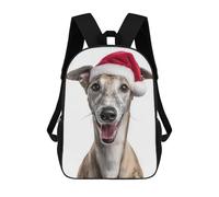 sinyumoney Greyhound Dog with Santa Hat Children's School Backpack 3D Printed for Kids Travel Rucksacks Book Bags Kids School Bag 17inch