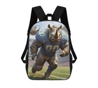 sinyumoney Gridiron Rhinoceros Ball Backpacks 3D Printed 17inch Kids School Backpack Outdoor Casual Daypack Casual Travel Bags for Middle School Students