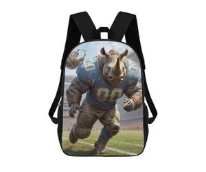 sinyumoney Gridiron Rhinoceros Ball Backpacks 3D Printed 17inch Kids School Backpack Outdoor Casual Daypack Casual Travel Bags for Middle School Students