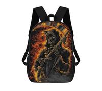 sinyumoney Grim Reaper in Flames Children's Backpacks School Backpack 3D Printed for Kids Travel Rucksacks Book Bags Kids 17inch School Bag