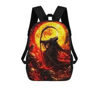 sinyumoney Grim Reaper in Hellfire Backpacks Kids School Backpack School Bag 3D Printed School Bag for Boys Elementary And Middle School Students 17inch