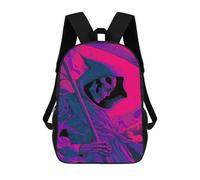sinyumoney Grim Reaper in Purple And Blue 3D Printed Children's School Backpack for Kids High Capacity Travel Rucksacks Book Bags Kids School Bag Back Pack 17inch