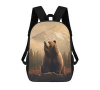 sinyumoney Grizzly Bear Art Mountains School Backpack Water Resistant Travel Backpack Computer Bag for School/Work/Travel 17inch