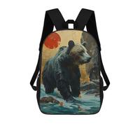 sinyumoney Grizzly Bear Backpack School Lightweight Casual Daypack School Backpacks for Boys/Girls/Teenagers 17inch