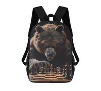 sinyumoney Grizzly Bear Chess School Bags Large Lightweight Casual Backpack- Perfect for Travel, Work And Daily Use 17inch