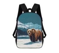 sinyumoney Grizzly Bear in Winter Landscape 17 Inch Backpack School Bag Rucksack for Girls Boys Large Capacity Kids Back Pack Lightweight School Bags for Children Students