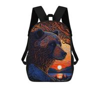 sinyumoney Grizzly Bear Style 3 School Backpack for Girls Backpack Water Repellent Casual Daypack Lightweight Rucksack Boy Girl School Backpack 17inch