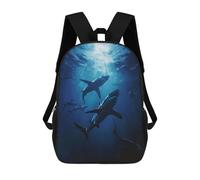 sinyumoney Group of Sharks Backpack with Pocket 3D Printed Backpacks, Travel Rucksacks Book Bags Kids School Bag 17inch