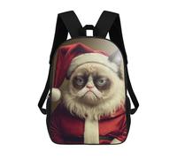 sinyumoney Grumpy Cat As Santa Claus Children's School Backpack 3D Printed for Kids Travel Rucksacks Book Bags for Boys Elementary School Students 17inch