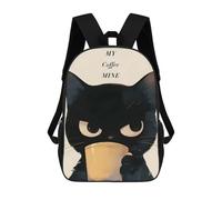 sinyumoney Grumpy Cat Coffee - Cat Drinking Coffee Backpack School Computer Rucksack for School/Work/Travel for Girls Boys Teenage 17inch