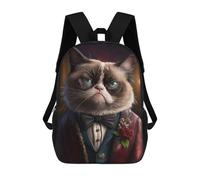 sinyumoney Grumpy Cat Fancy Suit Backpack, Children's Backpack, Student School Bag Bookbag Rucksack, 3D Printed School Bag for Boys Girls 17inch