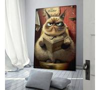 sinyumoney Grumpy Cat Reading Book-1 Canvas Painting Wall Art For Home Modern Decoration Large Abstract Canvas Wall Art 20x30inch(50x75cm)