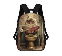 sinyumoney Grumpy Cat Reading Book-5 School Backpack Large School Backpack for Boys for Campus Outdoor Travel Sports 17inch