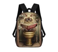sinyumoney Grumpy Cat Reading Book on Toilet Backpack School Bag Rucksack Casual Daypacks School Work Travel Bag for Teenage Girls Boys Women Men 17inch
