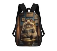 sinyumoney Grumpy Cat Reading in Toilet 3D Printed 17inch Kids School Bag Rucksacks Children's School Fashion Casual Back Pack High Capacity Travel Book Bags