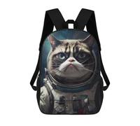 sinyumoney Grumpy Cat Space Astronaut Backpack School Rucksack Casual Daypacks School Work Travel Bag for Boys/Girls/Teenagers 17inch
