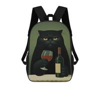 sinyumoney Grumpy Cat with Wine Backpack School Lightweight Casual Daypack School Backpacks for School/Work/Travel 17inch