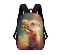 sinyumoney Guinea Pig with A Flower Children's School Backpack 3D Printed for Kids Travel Rucksacks Book Bags Kids School Bag 17inch