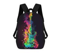 sinyumoney Guitar Colorful Music School Bag Backpack Teen Schoolbag 3D Printing Adjustable Schoolbag Fashion Pocket Bag for Kids Boys Girls Students And Teenagers Fans 17inch