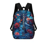 sinyumoney Guitar in Floral Garden Backpack School Bag Lightweight Casual Daypack School Backpacks for Teenage Girls Boys Women Men 17inch