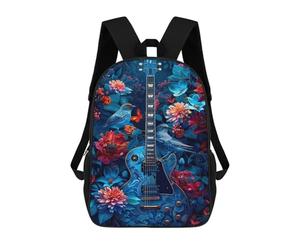 sinyumoney Guitar in Floral Garden Backpack School Bag Lightweight Casual Daypack School Backpacks for Teenage Girls Boys Women Men 17inch