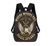 sinyumoney Guitar Music Inspiration School Bag Backpack Teen Schoolbag 3D Printing Adjustable Schoolbag Fashion Pocket Bag for Kids Boys Girls Students And Teenagers Fans 17inch