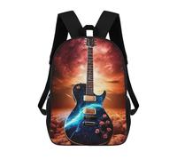 sinyumoney Guitar on Mars School Bag Bookbag 3D Printed Children's Backpacks for Kids Boy Girl Book Bags Kids School Bag Travel Rucksacks 17inch