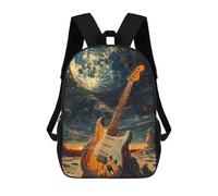 sinyumoney Guitar on The Moon Rucksack School Secondary High School College Backpack Travel for Campus Outdoor Travel Sports 17inch