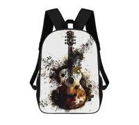 sinyumoney Guitar Watercolor 3D Printed Children's School Backpack for Kids High Capacity Travel Rucksacks Book Bags Kids School Bag Back Pack 17inch