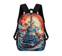 sinyumoney Guitar Watercolor Backpacks Kids School Backpack School Bag 3D Printed School Bag for Boys Elementary And Middle School Students 17inch