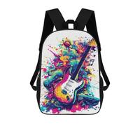sinyumoney Guitar Watercolor Music School Backpack 3D Printed School Bags Boys Girls Laptop Backpack for Kids/Students/Adults 17inch