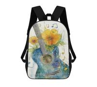 sinyumoney Guitar with Flowers Art Print School Bags School Secondary High School College Backpack Travel for Men, Women & Teenage Boys 17inch