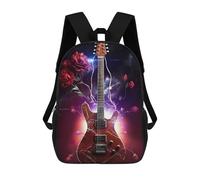 sinyumoney Guitar with Roses in Space Backpack School Backpack Kids School Bag Large Capacity Kids Backpack for School Rucksack 3D Book Bag Gifts for Kids 17inch