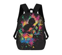 sinyumoney Guitarist in Splatter Rucksack Fashion Stationery Backpack Waterproof Casual Daypacks for Men/Women 17inch
