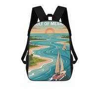 sinyumoney Gulf of Mexico Sailing Illustration Backpack 3D Print Kids Bag Elementary Students Daypack Lightweight School Bag for Children Girls Boys Nursery Lunch Pack 17inch