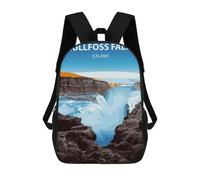 sinyumoney Gullfoss Falls Iceland Art Backpacks Kids School Backpack School Bag 3D Printed School Bag for Boys Elementary And Middle School Students 17inch