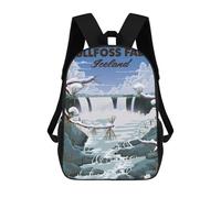 sinyumoney Gullfoss Falls Iceland Children's Backpacks School Backpack 3D Printed Backpack for Kids Travel Rucksacks Book Bags Kids School Bag 17inch