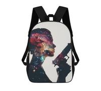 sinyumoney Gun Galaxy Silhouette Backpack School Secondary Causal Travel High School Bags for Men/Women 17inch