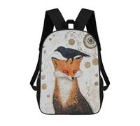 sinyumoney Gustav Klimt Fox And Raven 3D Printed 17 Inch School Backpack Children's Backpacks 3D Printed Cool Knapsack for Boys Elementary And Middle