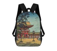 sinyumoney Hakozaki Hachimangu Temple Backpack 3D Printed Children's School Backpack for Kids High Capacity Travel Rucksacks Book Bags Kids School Bag Back Pack 17inch