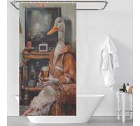 sinyumoney Half Duck Half Human Beer Shower Curtain Waterproof Mould 100% Polyester Fabric Washable Bath Curtains for Shower for Stalls Bathtubs 35.43x70.87Inch（90x180cm）