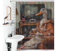 sinyumoney Half Duck Half Human Beer Shower Curtains Mould Proof Thicken Durable Polyester Soft Fabric Hotel Shower Curtain for Bathroom 56.30x70.87Inch（143x180cm）