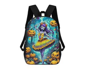 sinyumoney Halloween Ballerina in Enchanted Forest School Bags Large Lightweight Casual Backpack for Camping Outdoor Adventures And Daily Travel 17inch